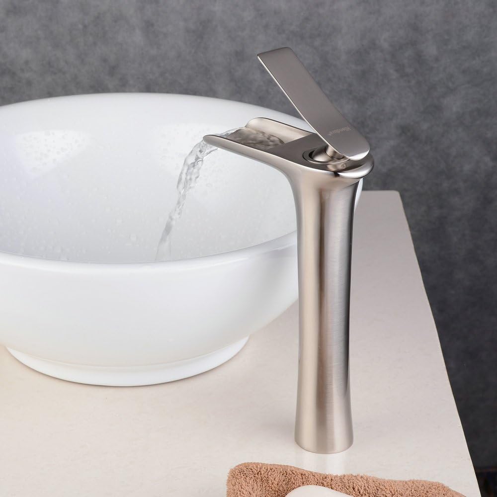 Wasserfall Einhand-Waschtischarmatur BL9009NH, Tall Nickel-finish