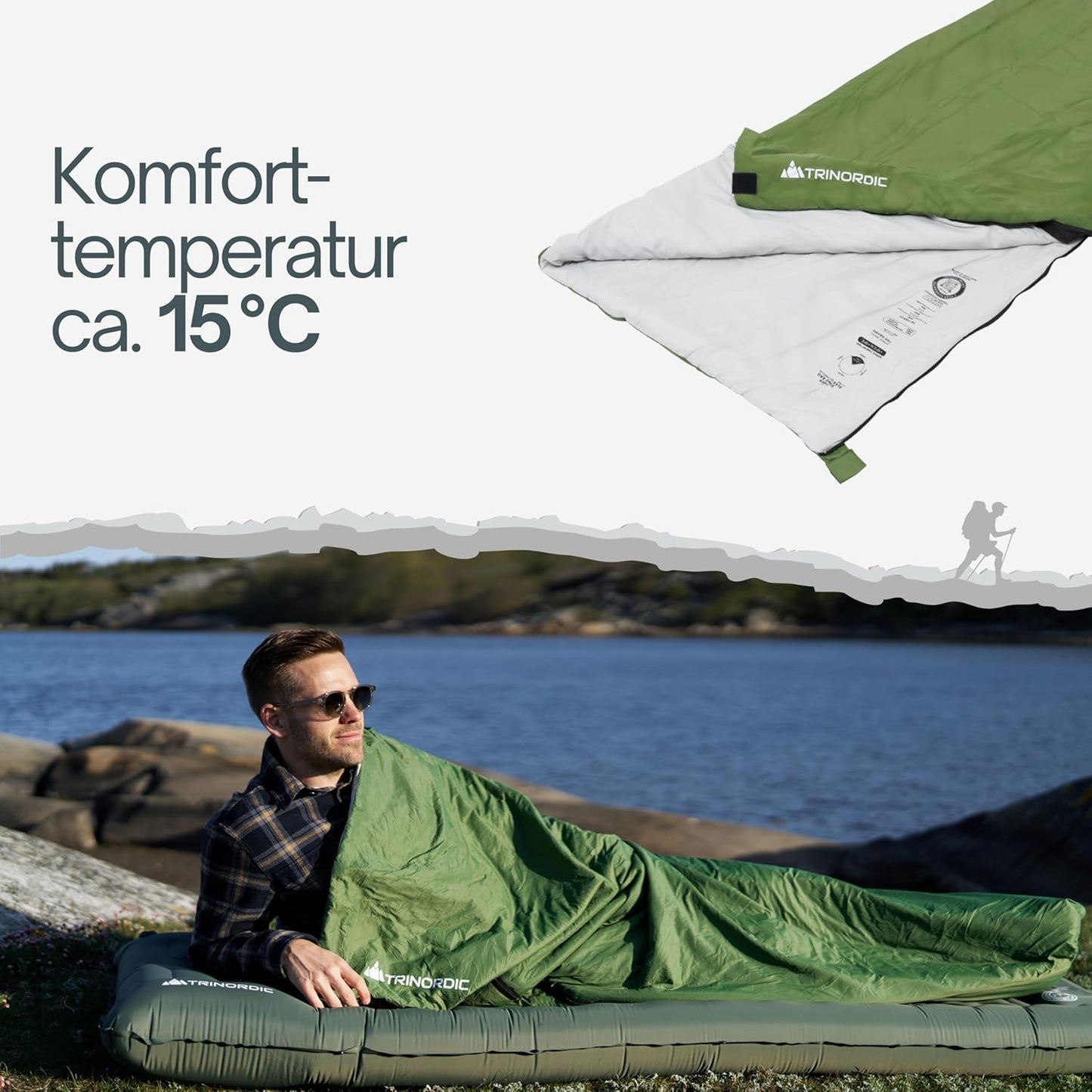 Ultraleichter Deckenschlafsack mit Anti-Klemm-Reissverschluss, Regular