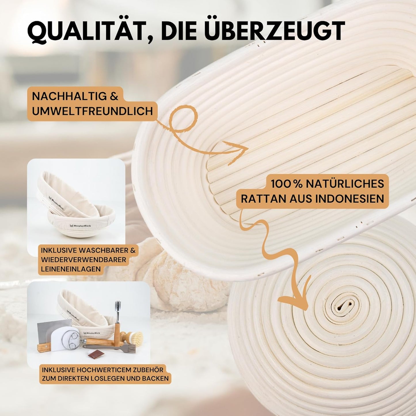 Gärkörbchen-Set inkl. Brotbackzubehör