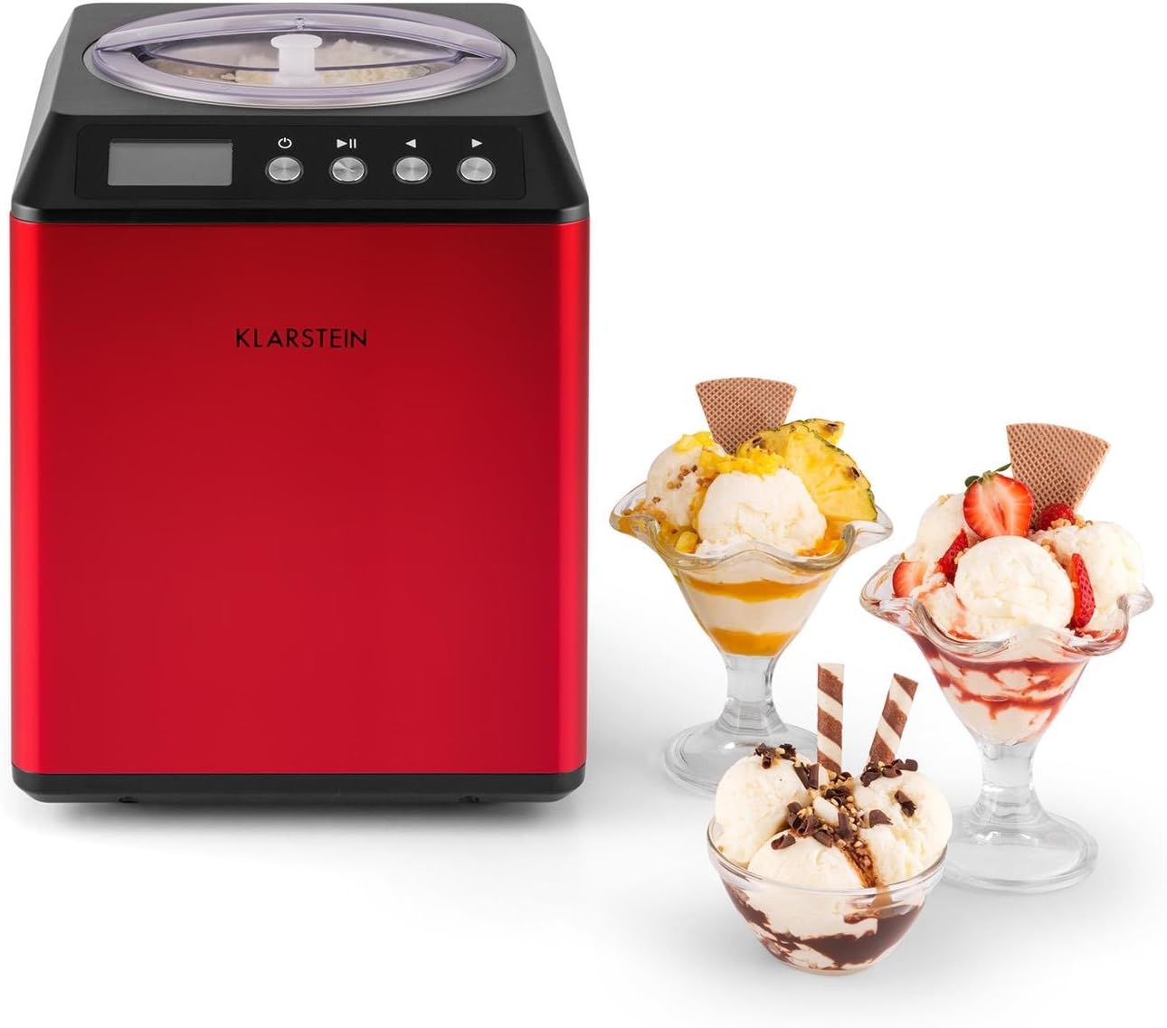 Vanilla Sky Eismaschine mit Timer und LED-Display, 2 L, Rot