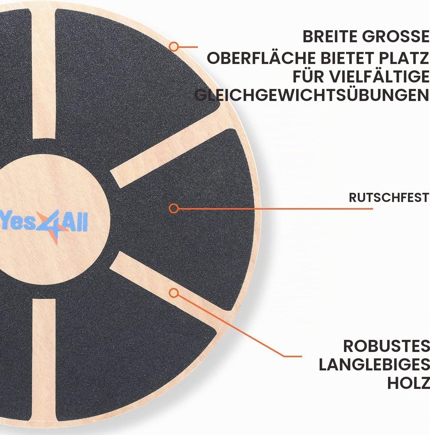 Gleichgewichtsboard aus Holz mit rutschfester Oberfläche, Schwarz