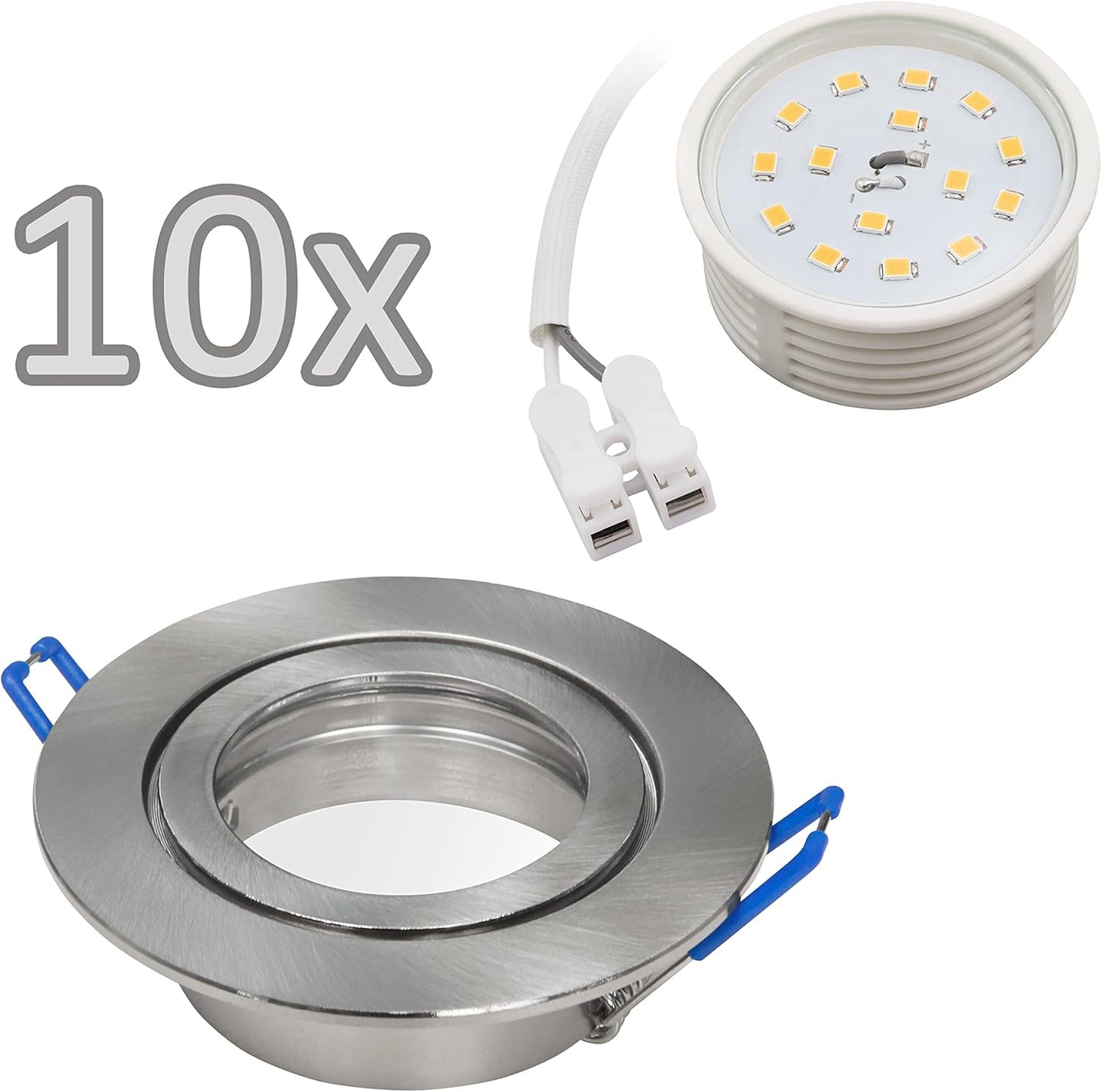 10-teiliges Einbaustrahler-Set LED-Deckenspots, 10 X Led+rahmen, 400 Lm