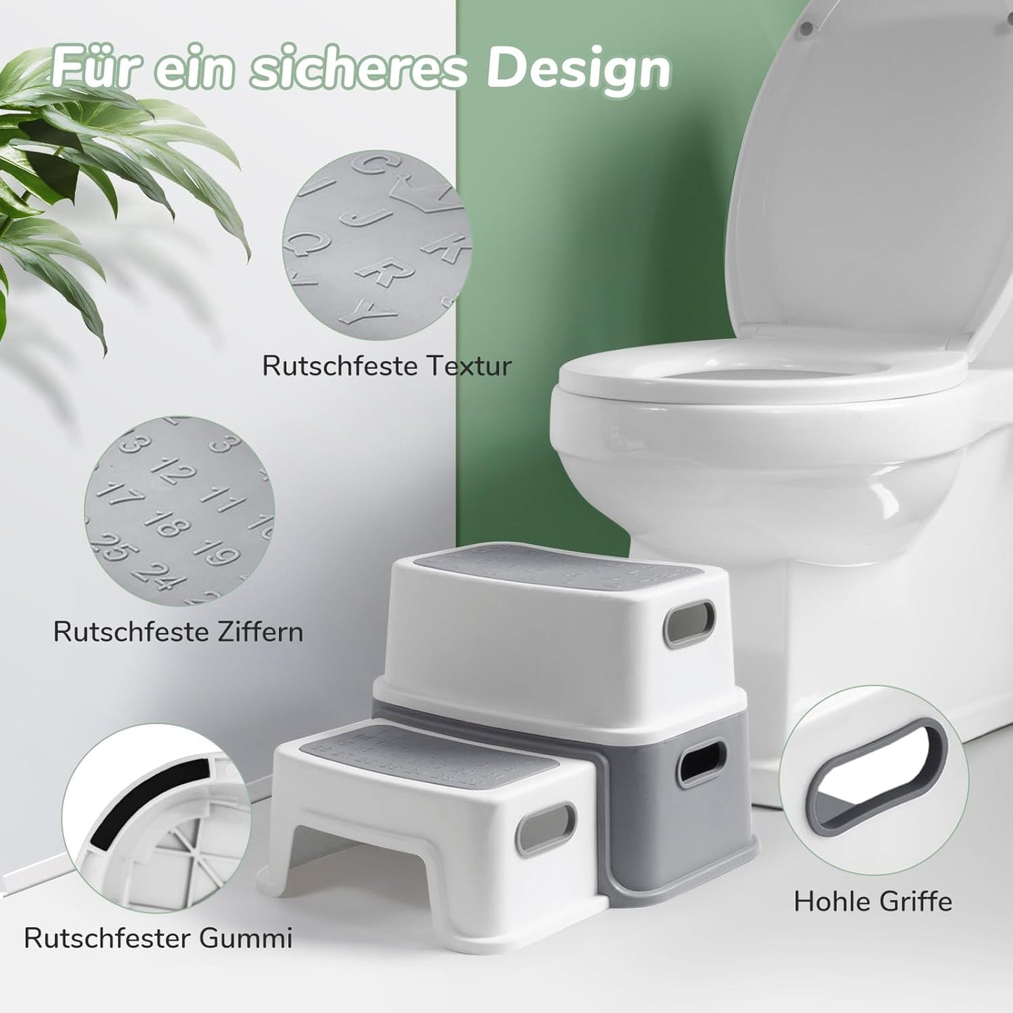 Tritthocker Kinder, 2-stufig, Grau