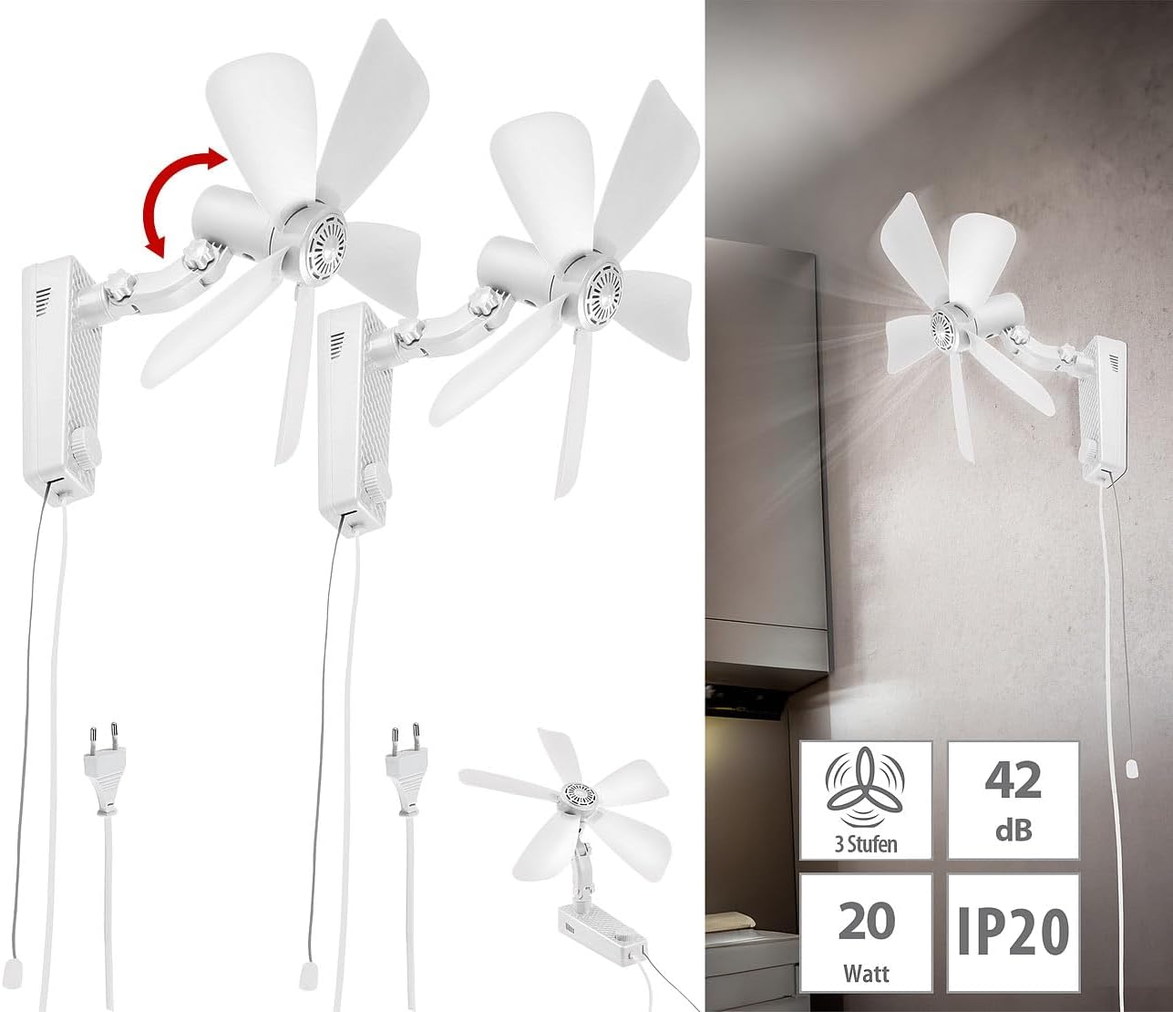 2er-Set Wand-Ventilator