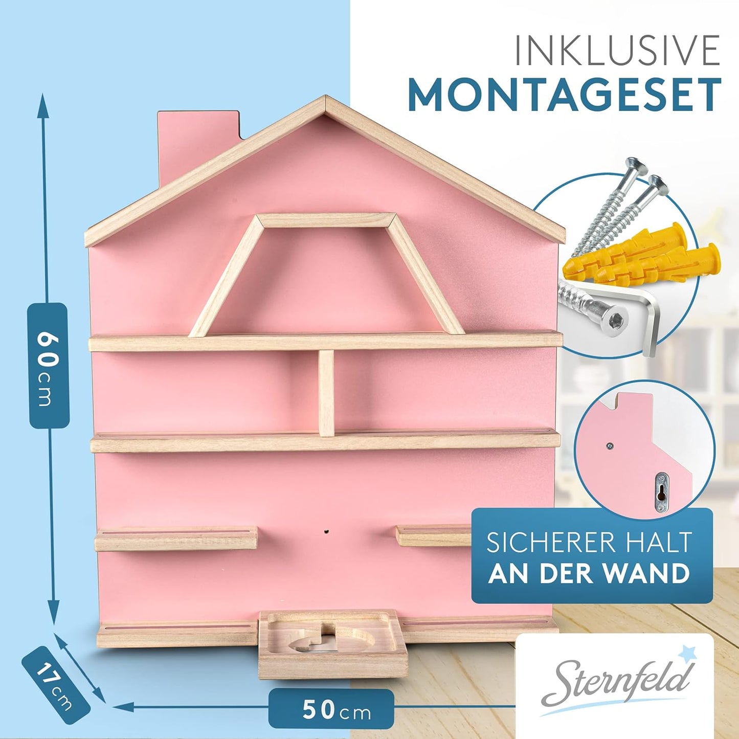 Magnetisches Tonie Regal STE-TO1000 für Toniebox & 52 Figuren, Rosa Platz für 52 Tonies