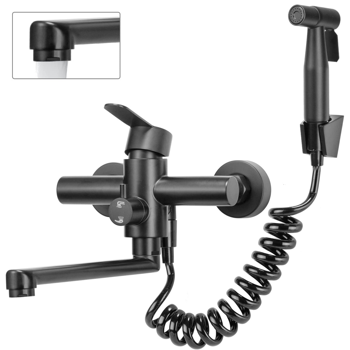 Küchenarmatur mit Spritzpistole, 2-wandarmatur Schwarz