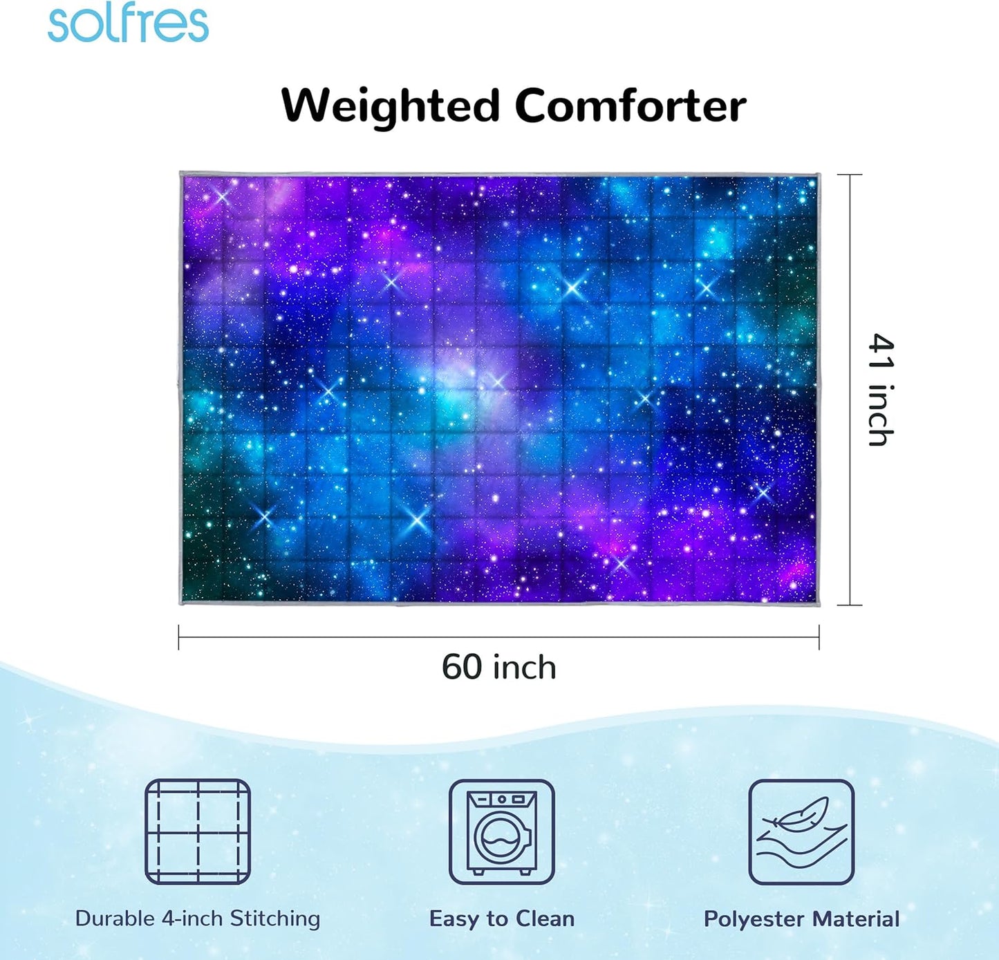 Gewichtsdecke für Kinder, 3.2 kg, Nebel Galaxy 102x150cm