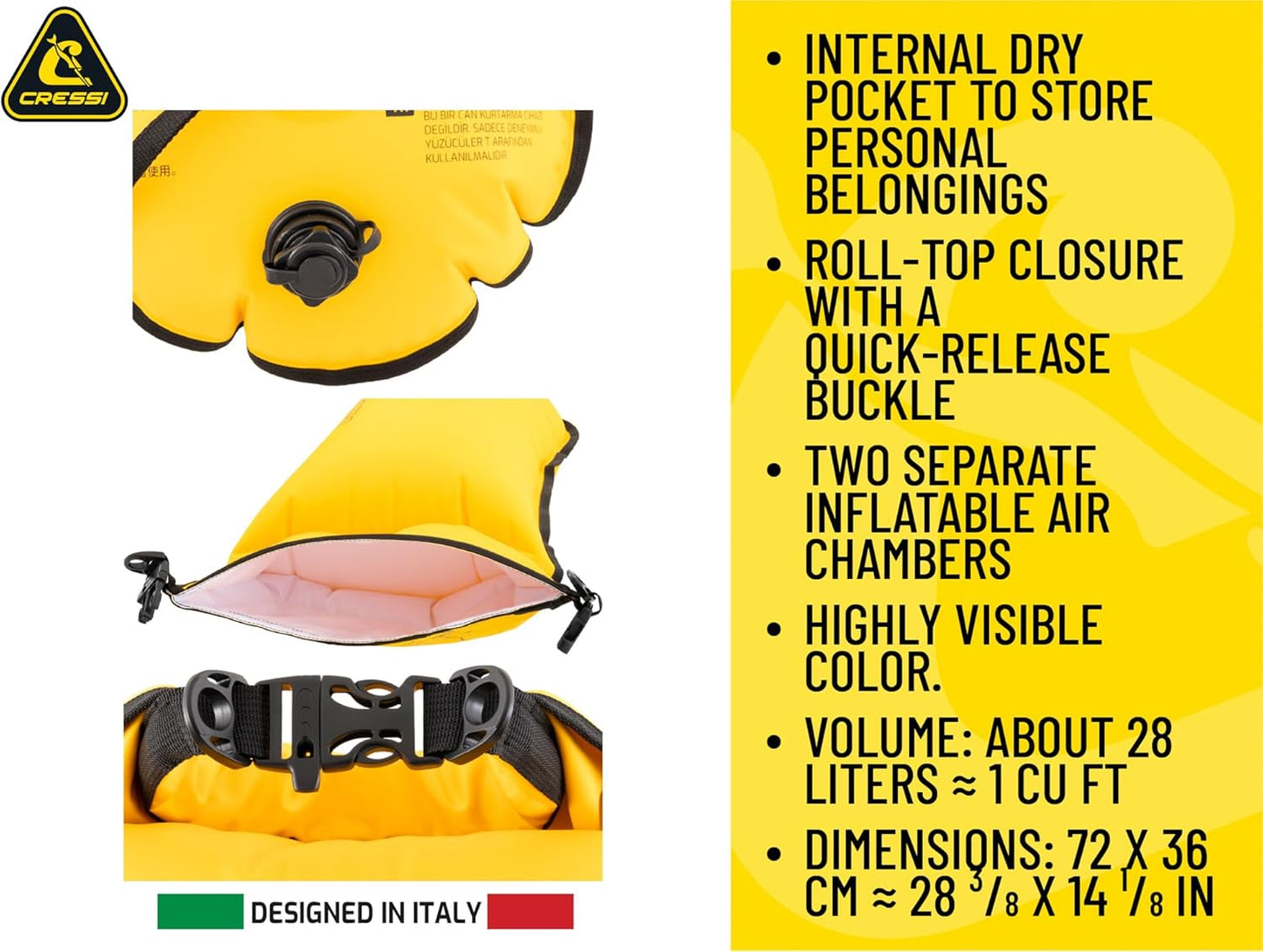 Glide Pro Schwimmboje 28L, Gelb Pro Swim Buoy