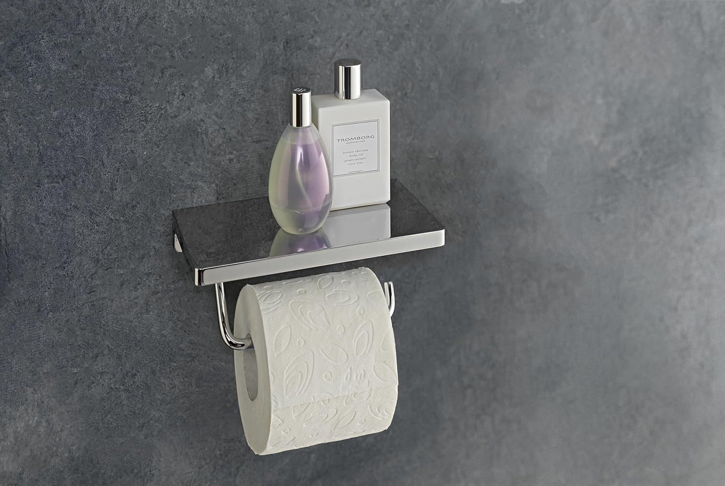 Striking Toilettenpapierhalter mit Ablage, Chrome mit Ablage Quadratisch