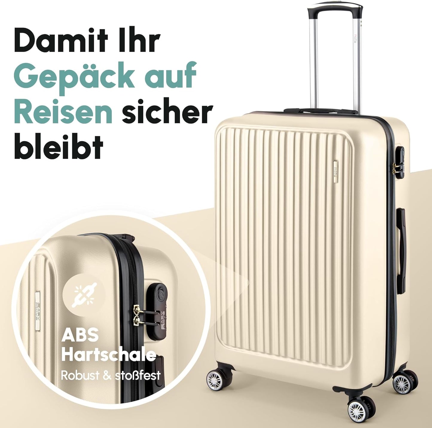 ABS Hartschalenkoffer, 65cm Creme White