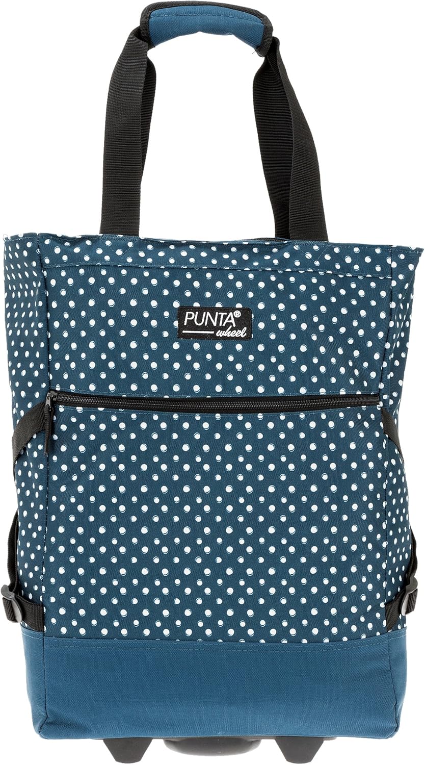 Wheel Einkaufstrolley faltbar mit Thermo-Kühltasche (35L), Blue Dots 10008 5020 + Bagboom Tasche