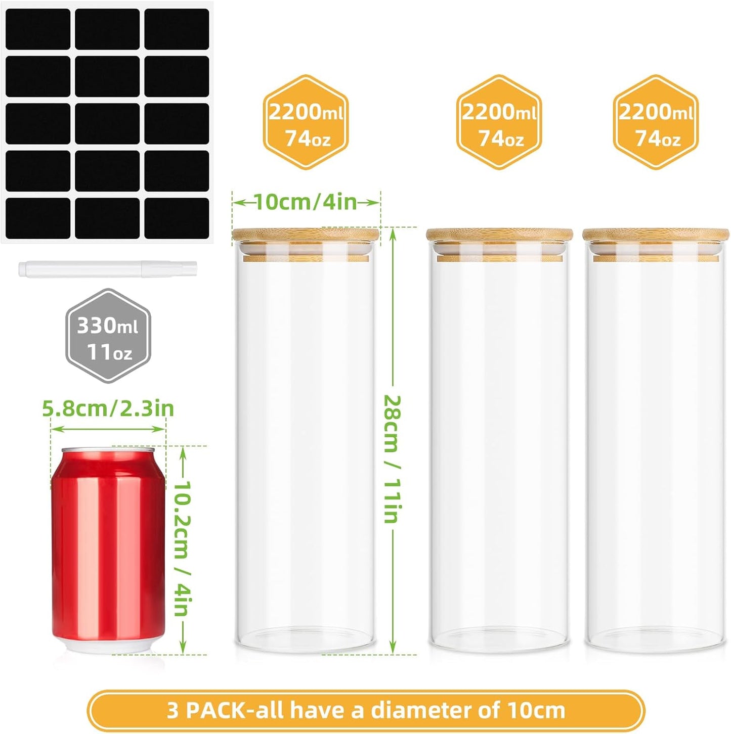 3-teiliges Vorratsgläser Set, 3 Pack