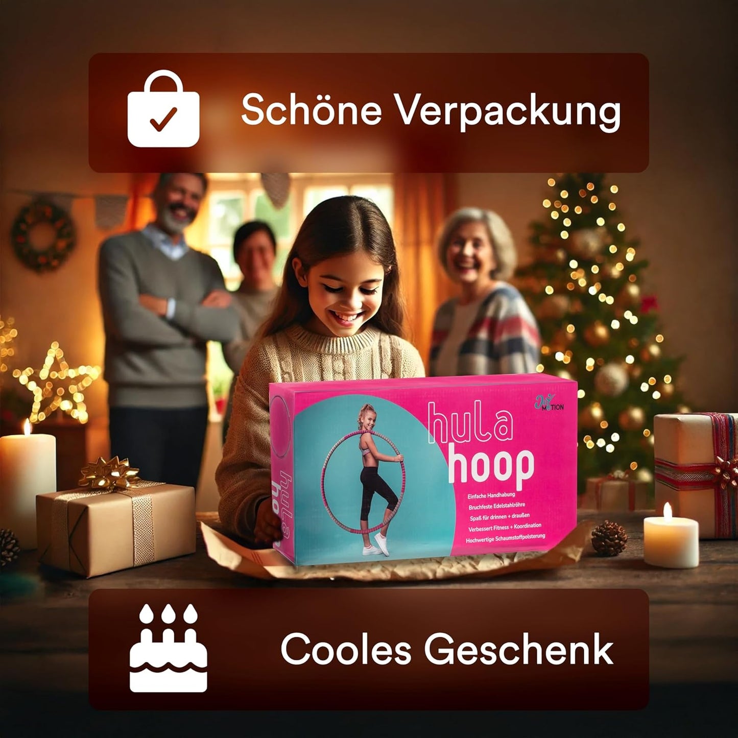 Hula Hoop Reifen mit Schaumstoffpolsterung, 88cm, Pink