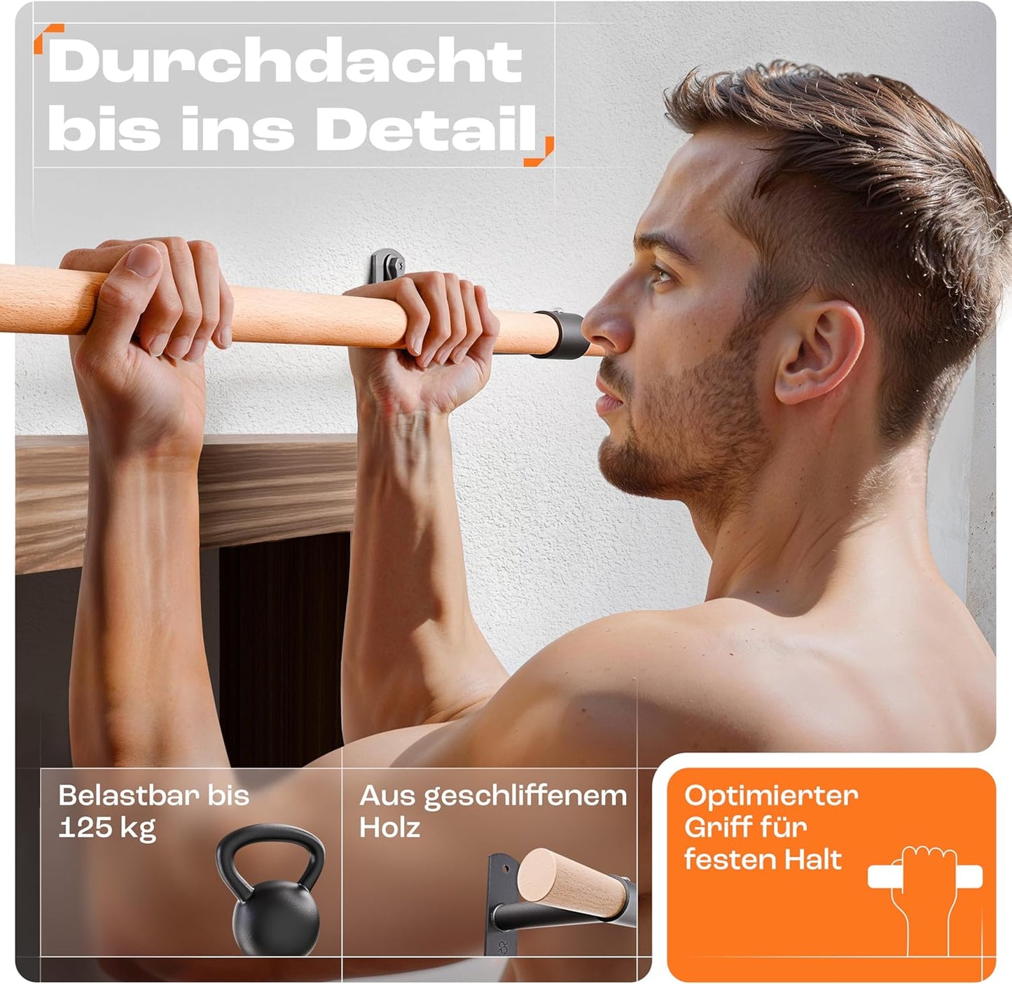 Klimmzugstange zur Wandmontage, holz