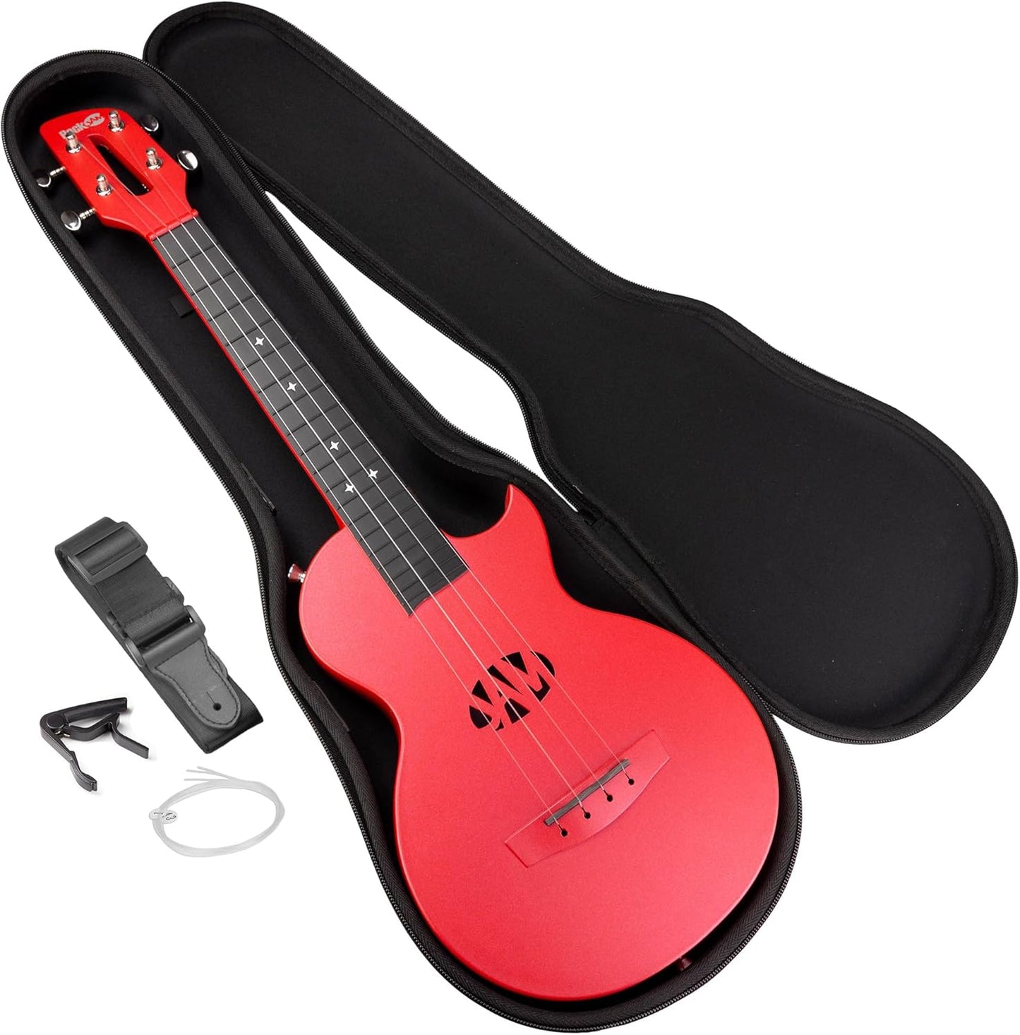 Carbon Fibre Ukulele mit Gigbag, rot