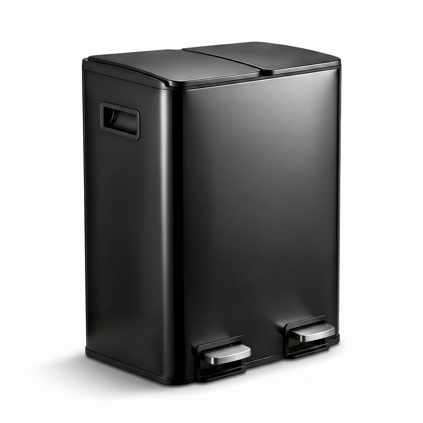 Treteimer mit Mülltrennsystem, Schwarz 38L