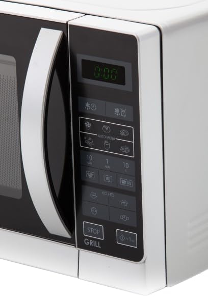 2-in-1 Grill-Kompakt-Mikrowellengerät mit Uhr, Silber