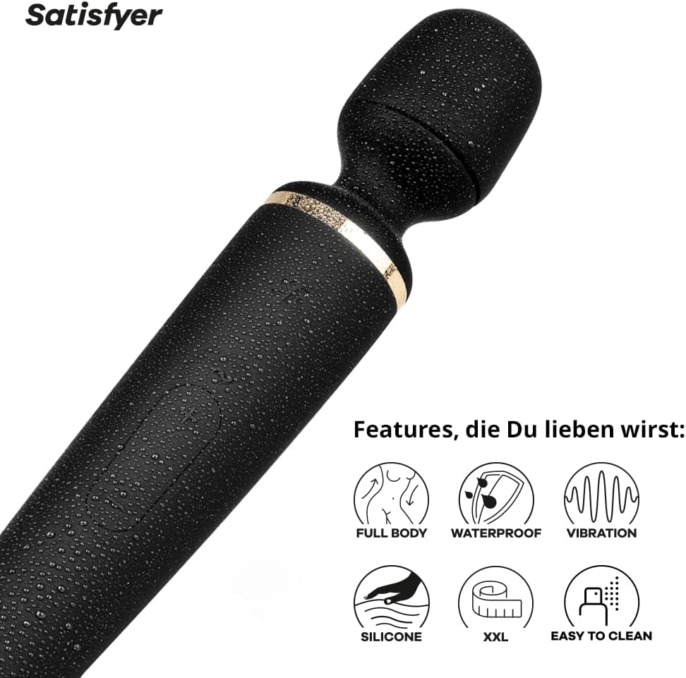 Wand-er Woman Massagestab mit 50 Vibrationsmodi, Schwarz 1 Stück (1er Pack)