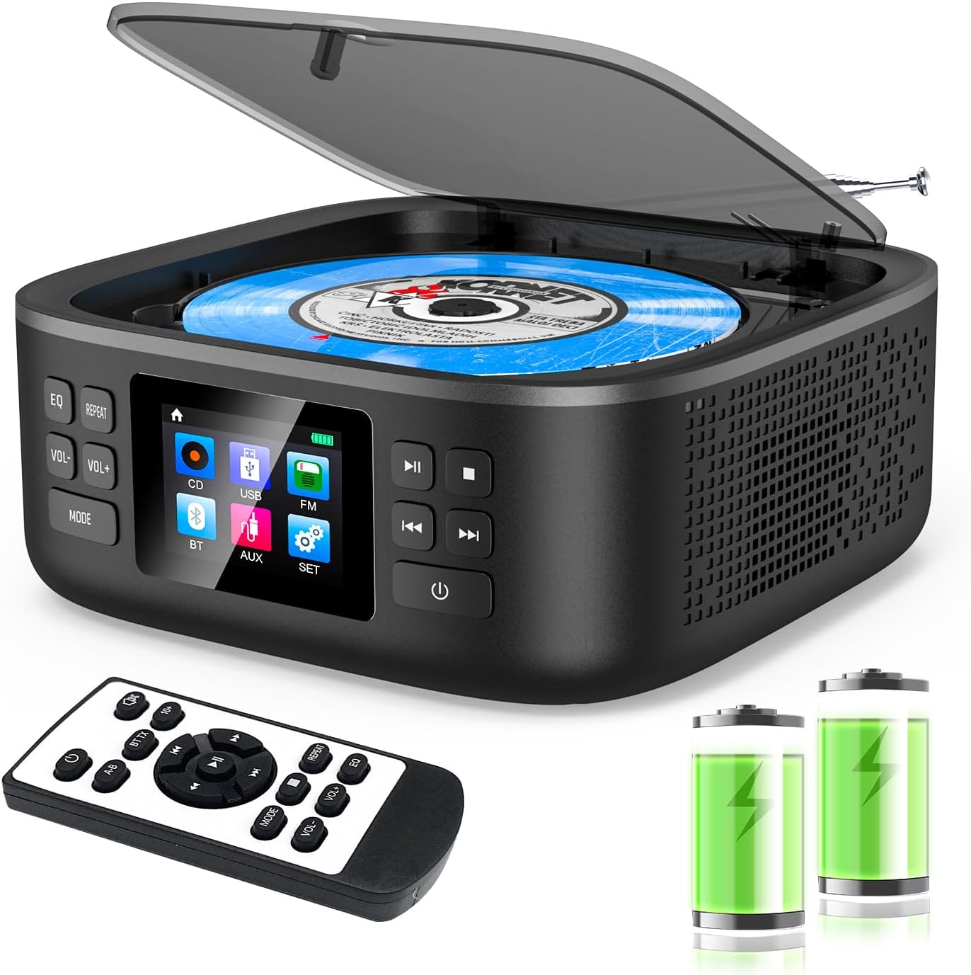 Tragbarer CD-Player mit Bluetooth, CD-HC030-Schwarz