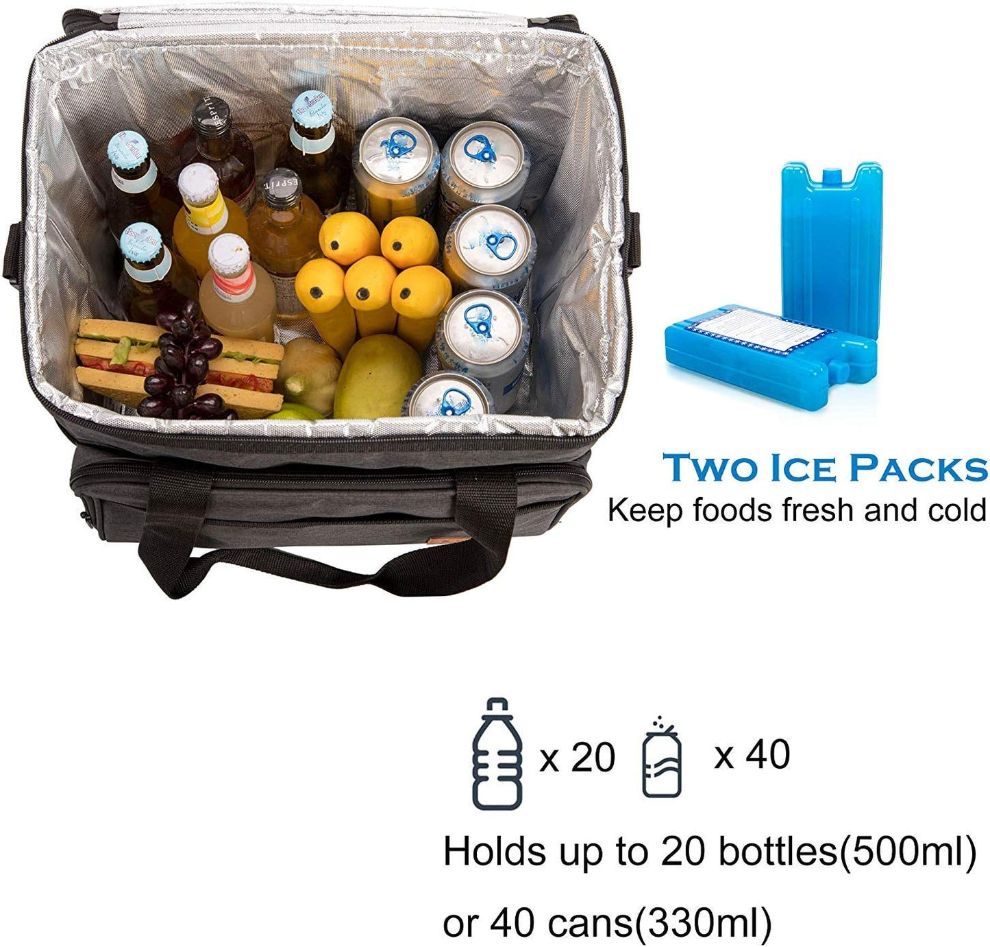 Kühltasche, Faltbar Hellgrau