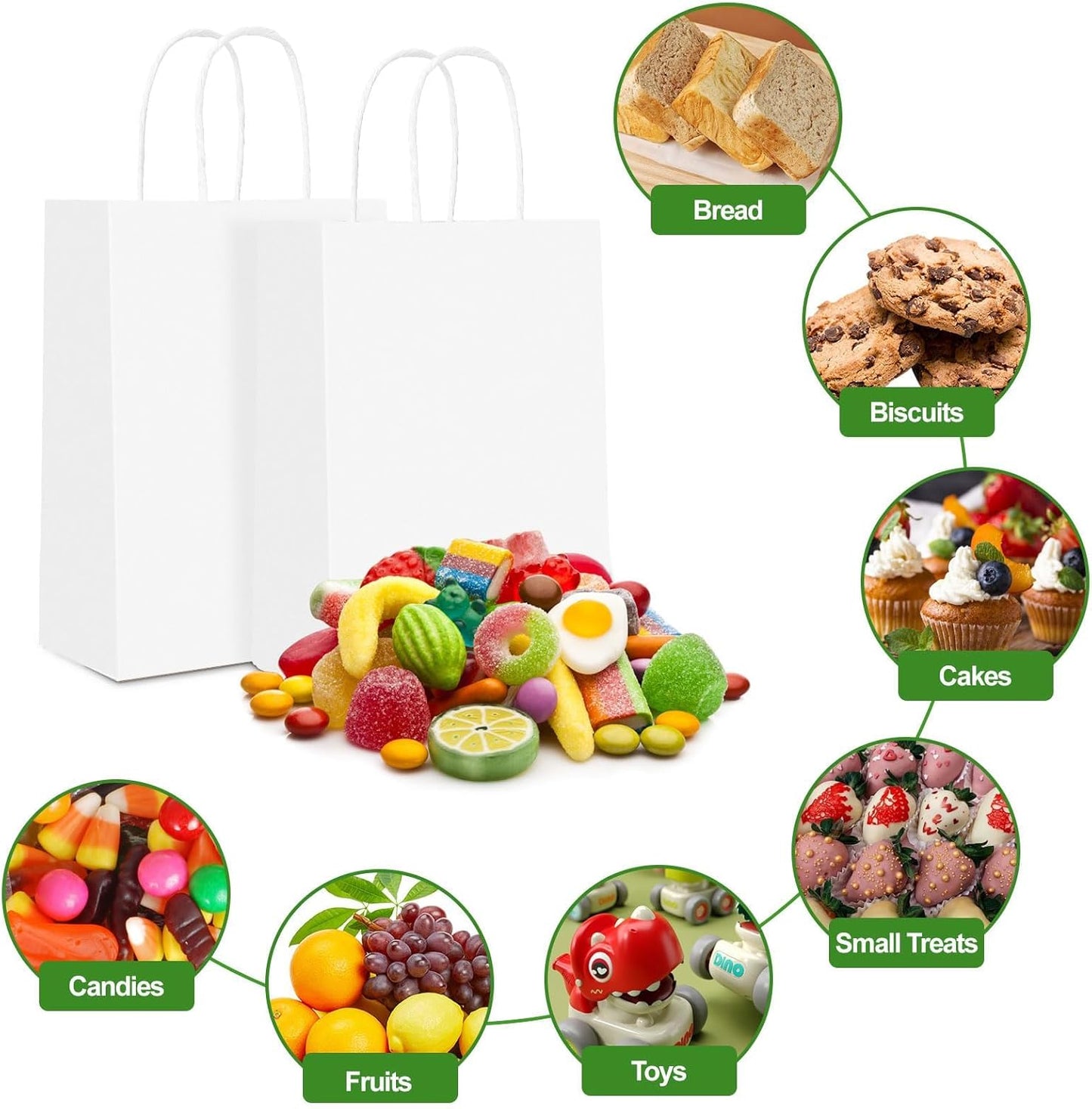 Geschenktüten mit Henkel, Weiss-Klein 50 stück (1er Pack)
