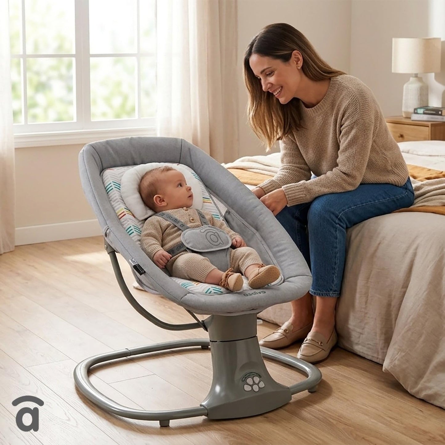 Khalo Baby-Hollywoodschaukel mit Bluetooth, grau