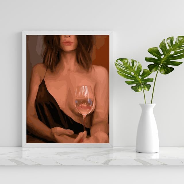 Malen nach Zahlen Dame mit Glas, Dame Mit Glas