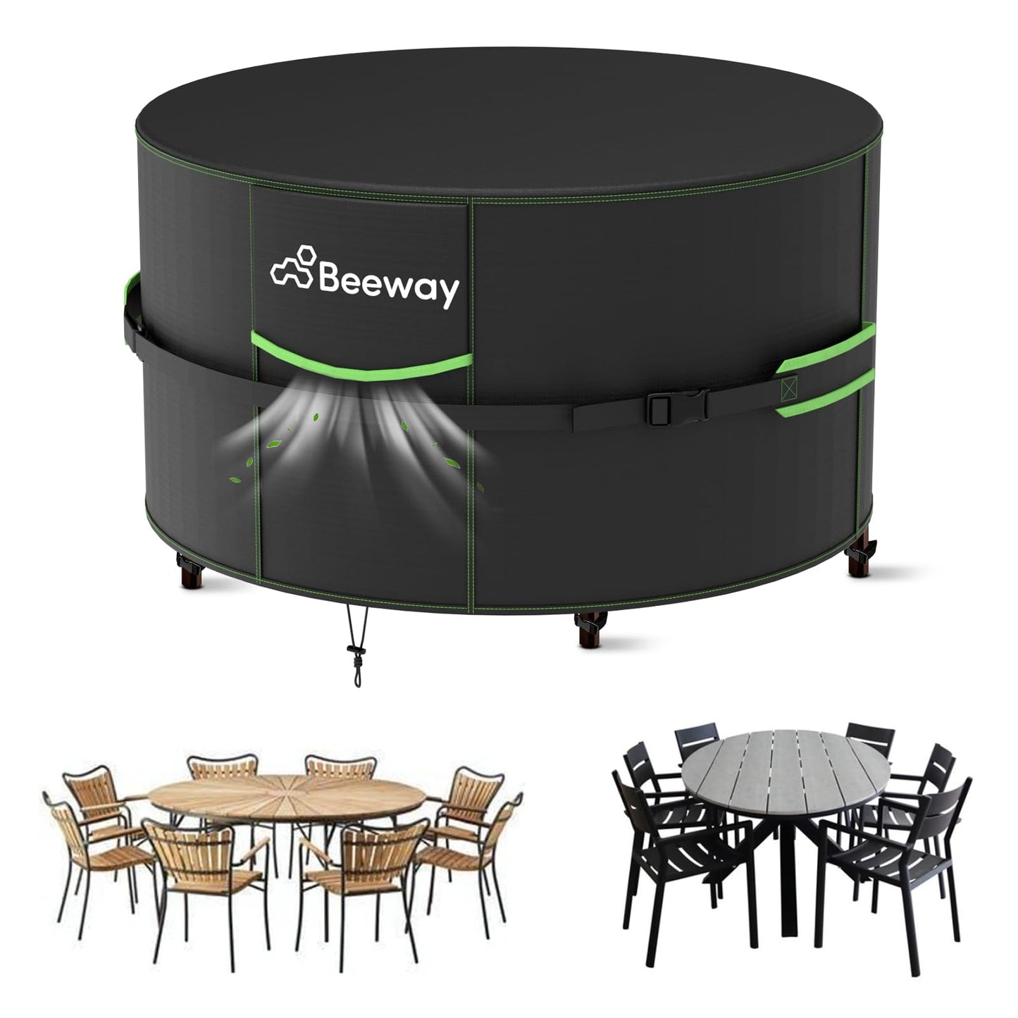 Wasserdichte Schutzhülle für Gartenmöbel, Schwarz Φ230x102cm v2.0