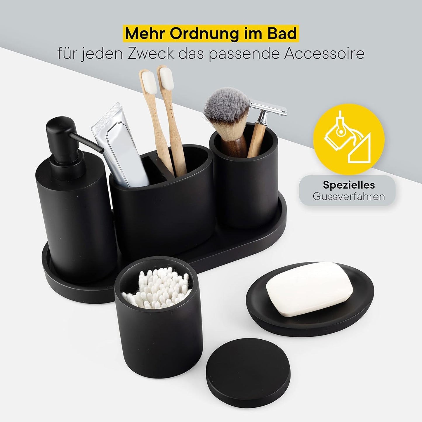 Badezimmer Zubehör Set (6-teilig) mit Seifenspender