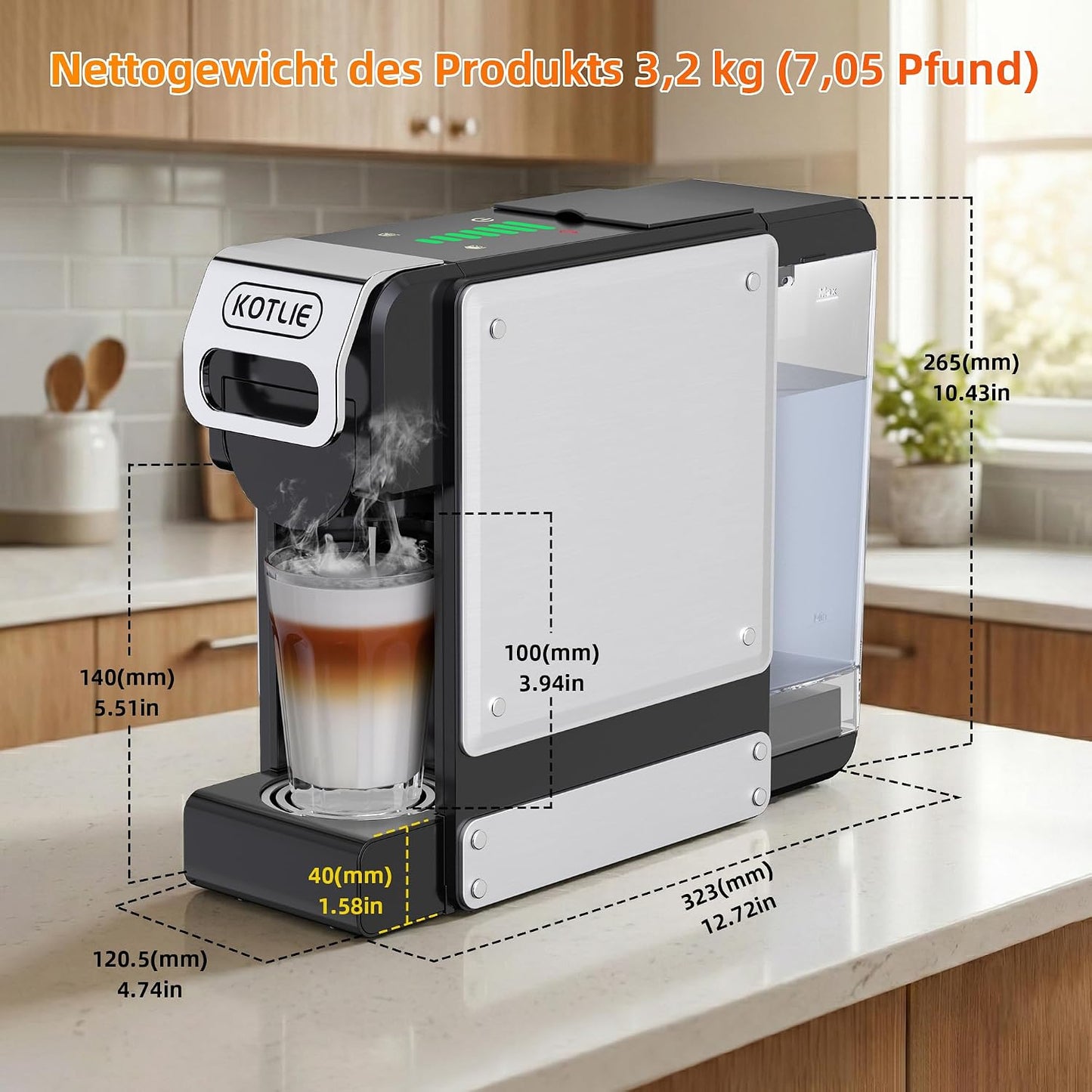 5-in-1 Kapsel- und Pulver-Kaffeemaschine