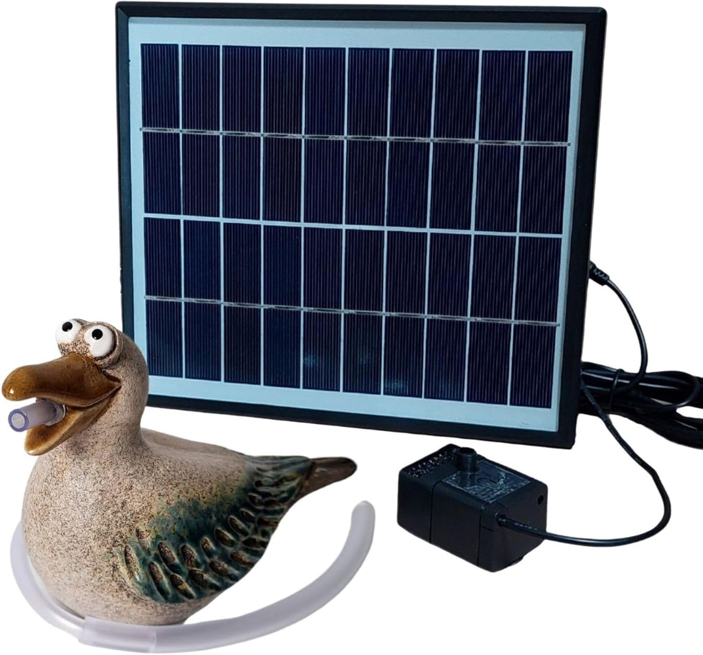 Wasserspeier Solarbrunnen mit Akku-Pumpe