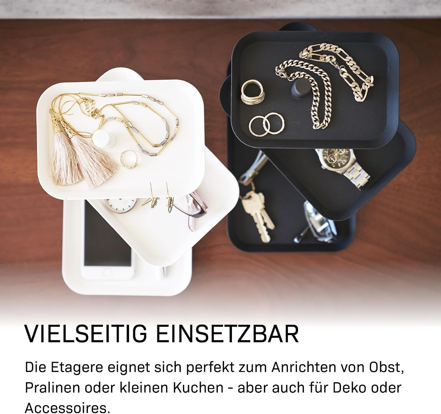 3-stöckige Etagere mit drehbaren Ablagen, Weiss