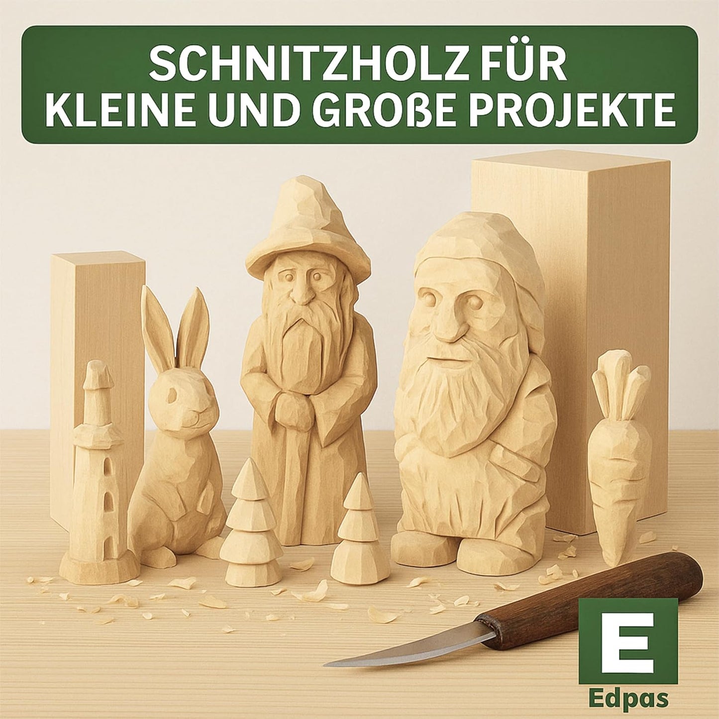 Schnitzholz, 2 Blöcke, Zirbenholz Gross (2x)