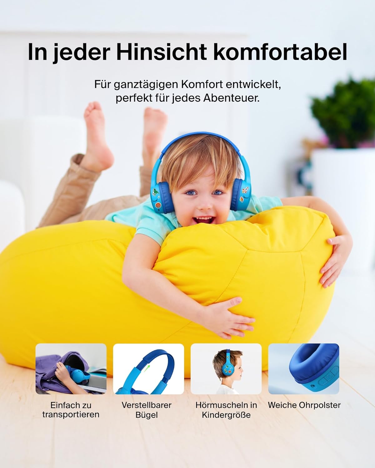 SoundForm Mini Kinderkopfhörer mit Mikrofon, Blau