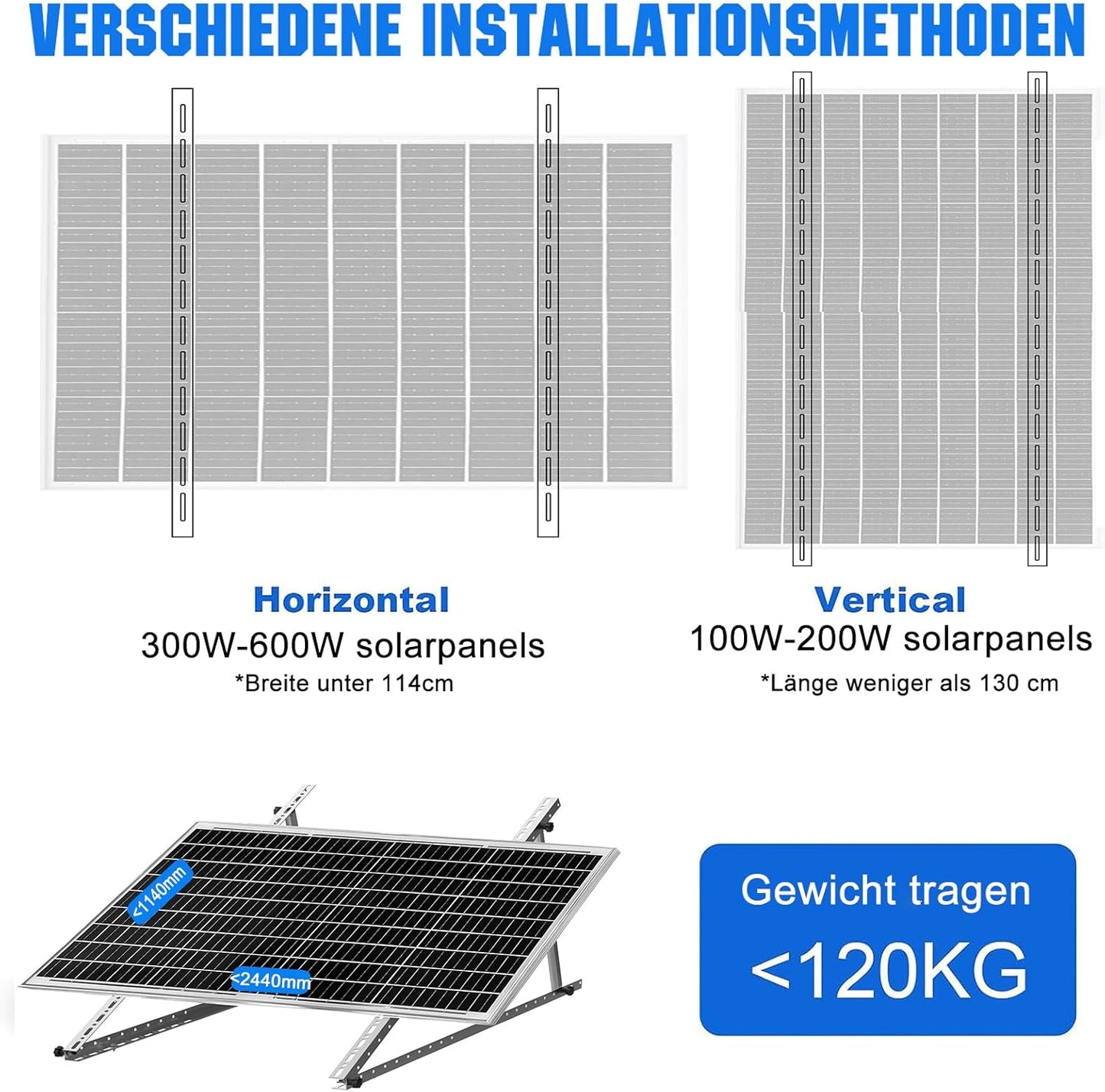2 Paare Solarmodul-Halterung für Flachdach, (2 Paar ) 45 Zoll Solarmodul Halterung