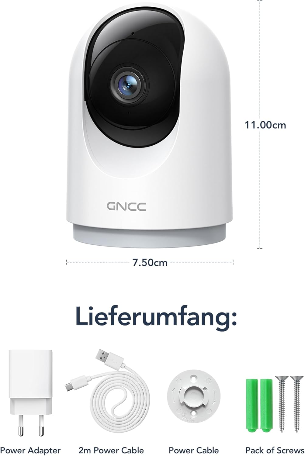 Innen-Überwachungskamera mit 360° WLAN und 2K Auflösung, 2K-1pack
