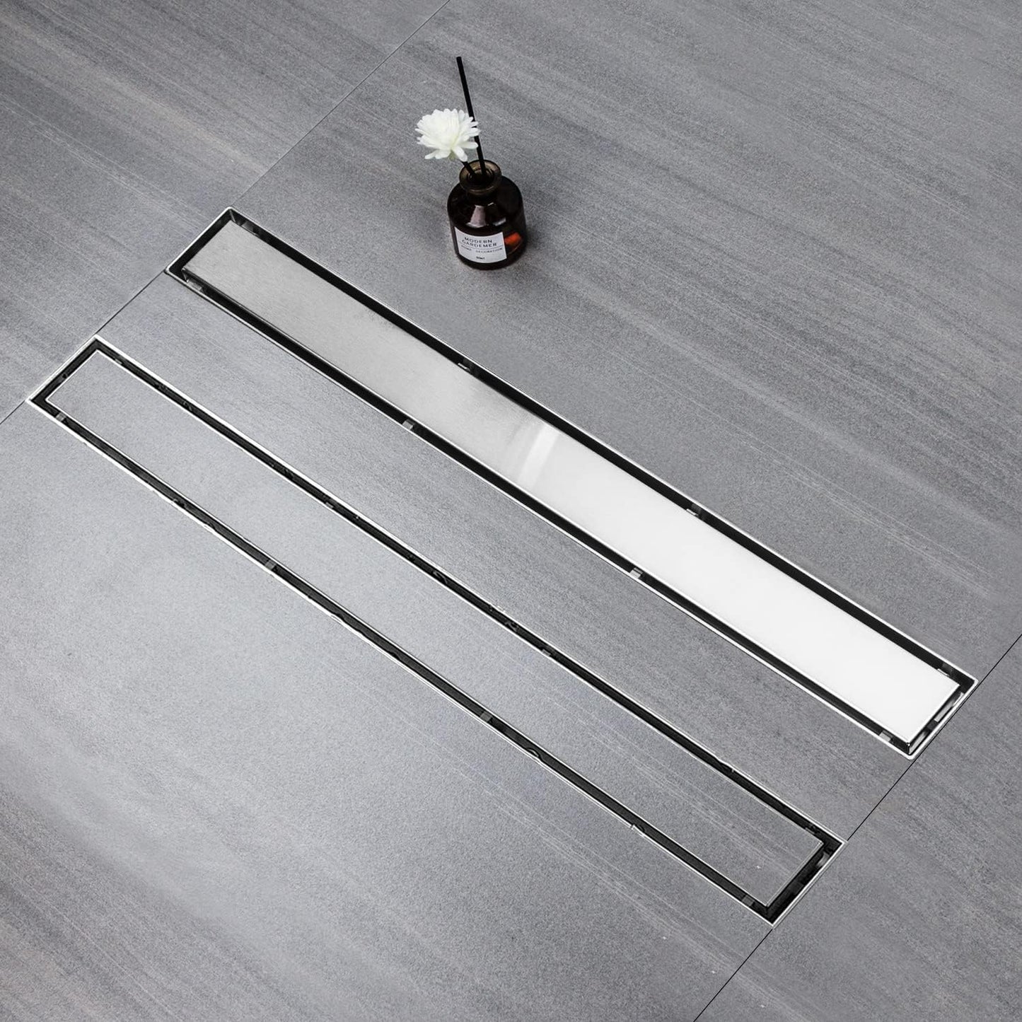 Duschrinne mit Siphon Haarsieb, 60cm