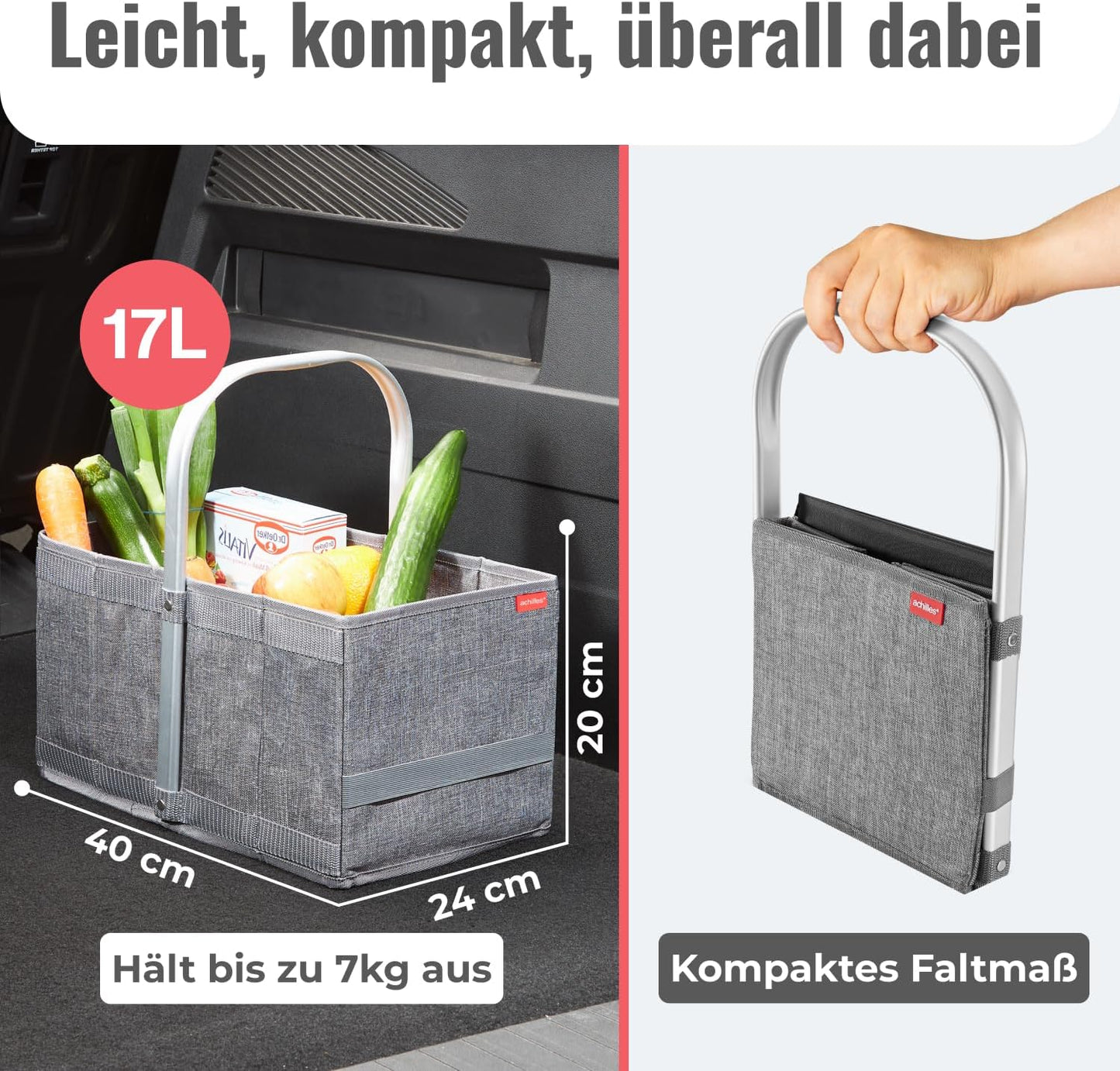 Klappbarer Einkaufskorb, Grau