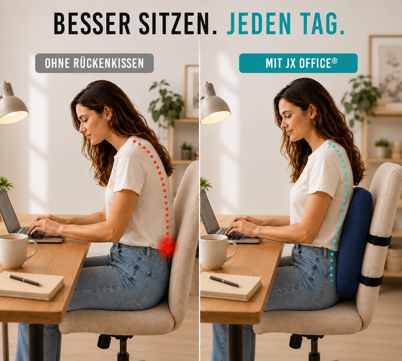 Ergonomisches Memory Foam Rückenkissen gegen Rückenschmerzen, Navy Blue normal