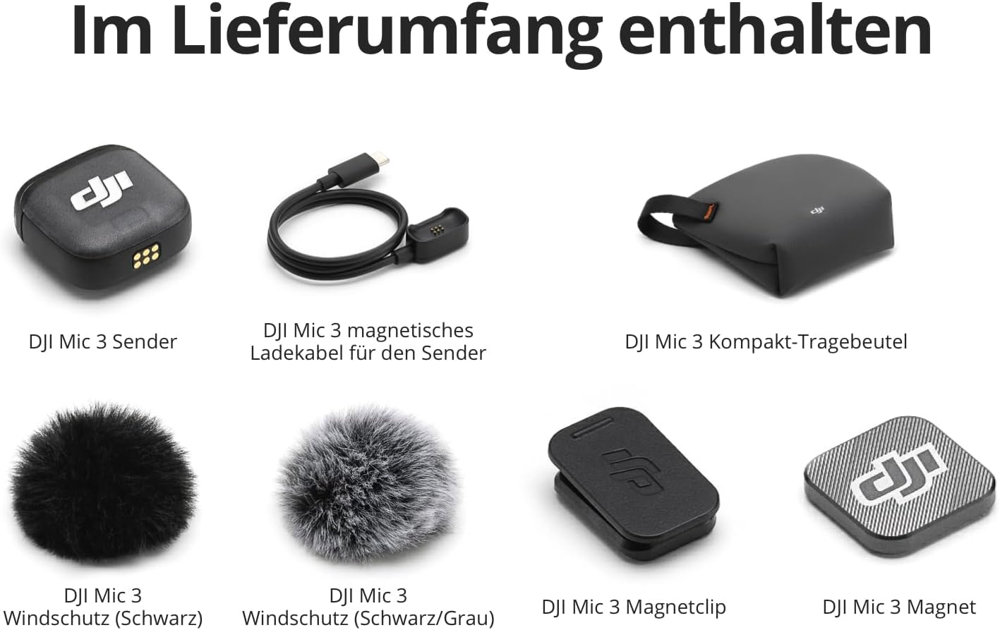 Drahtloses Mini-Mikrofon für iPhone/Kamera/Android, DJI Mic 3 Sender
