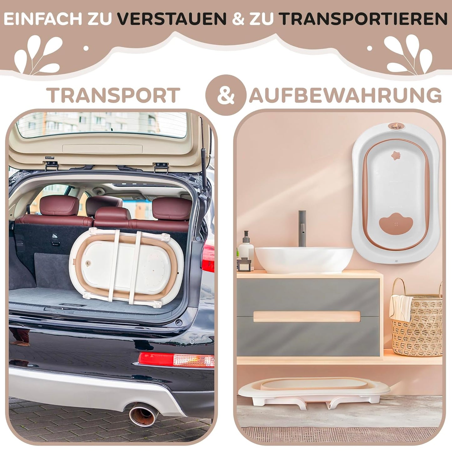 Faltbare Babywanne mit Sitz