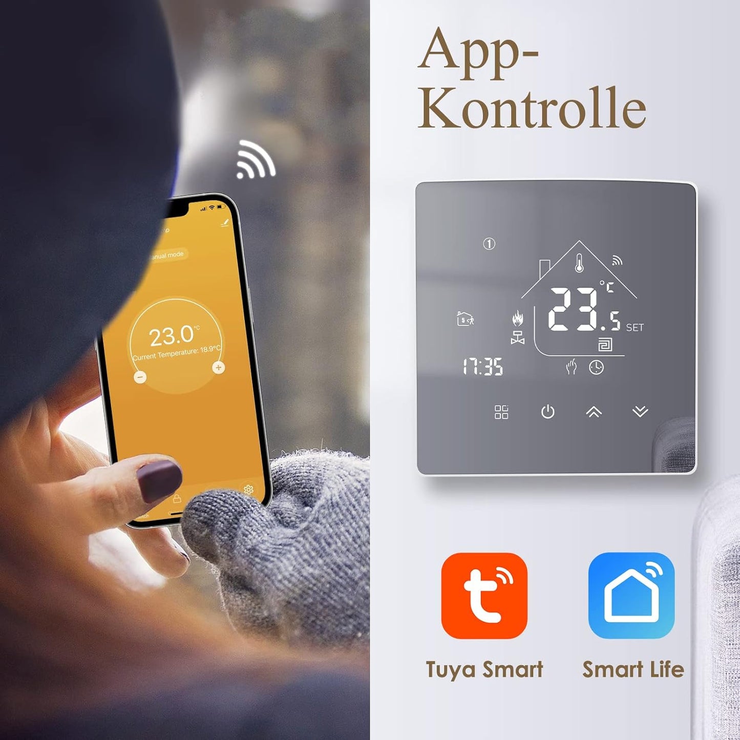 Tuya Smart Thermostat TGR85WIFI-WP, Wasserheizung Thermostat 1Stk_WIFI