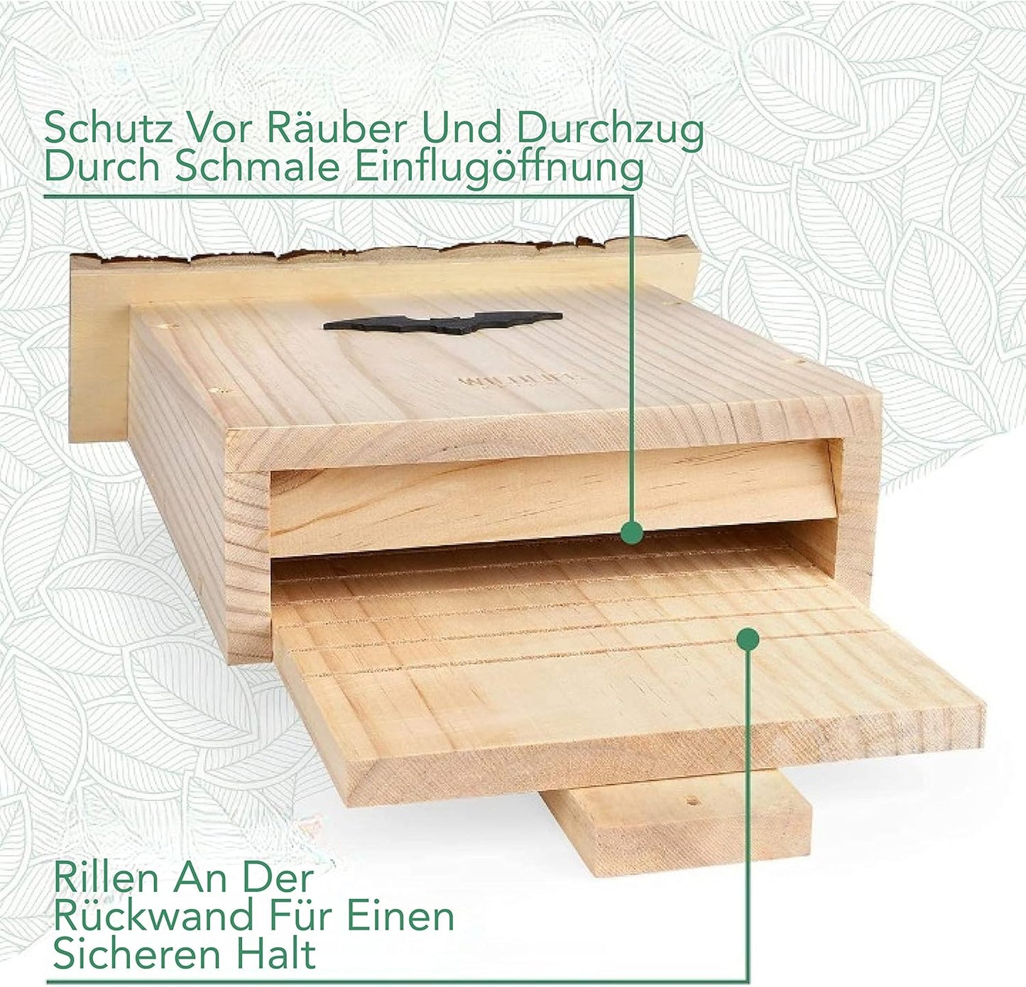 Wetterfester Fledermauskasten mit Rindendach, Rindedach