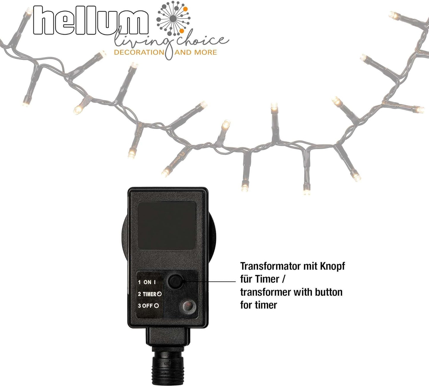 LED Cluster-Lichterkette mit Timer, 288 LED/ beleuchtet 5,74 m
