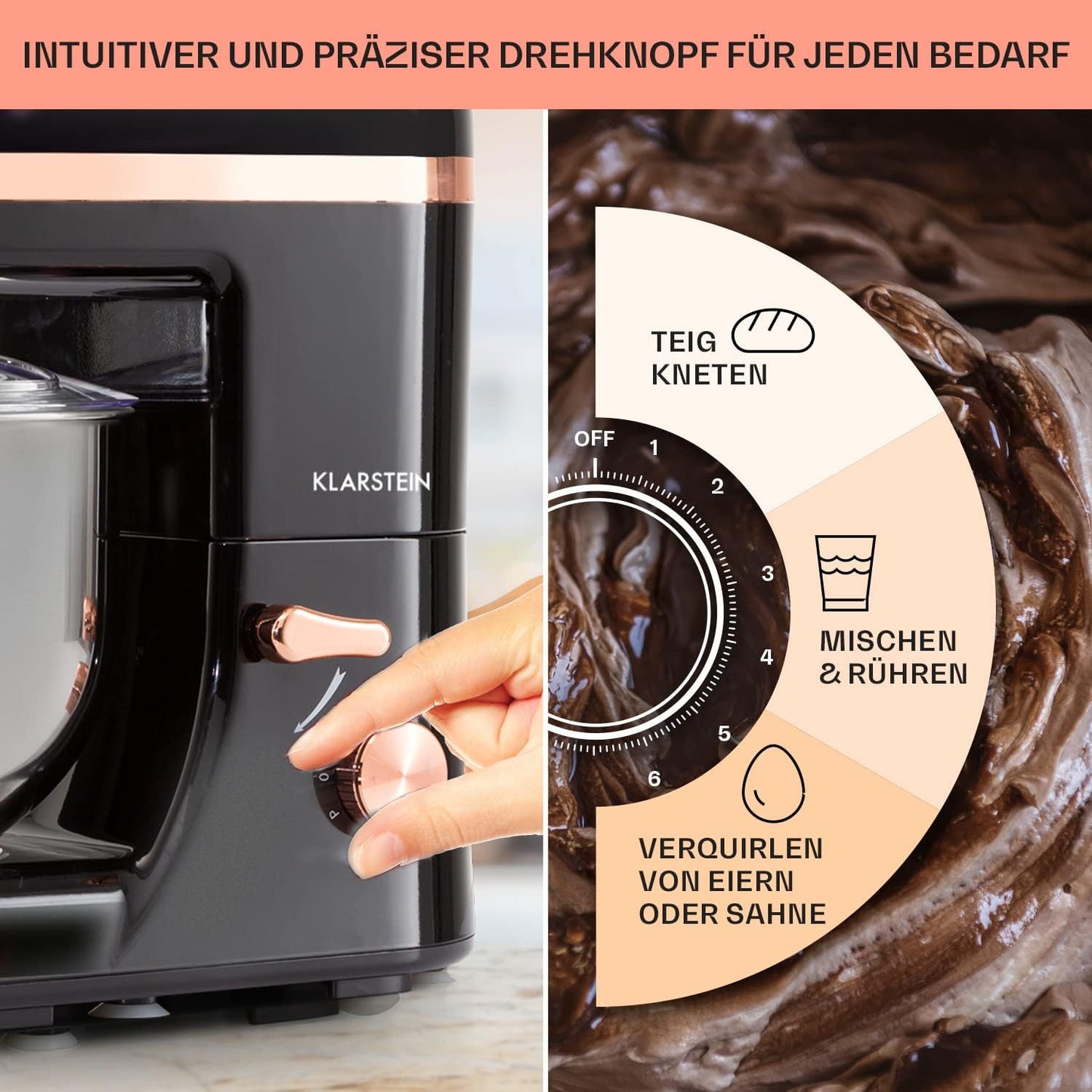Profi Küchenmaschine mit 5L Schüssel, Knethaken und Schneebesen, Schwarz