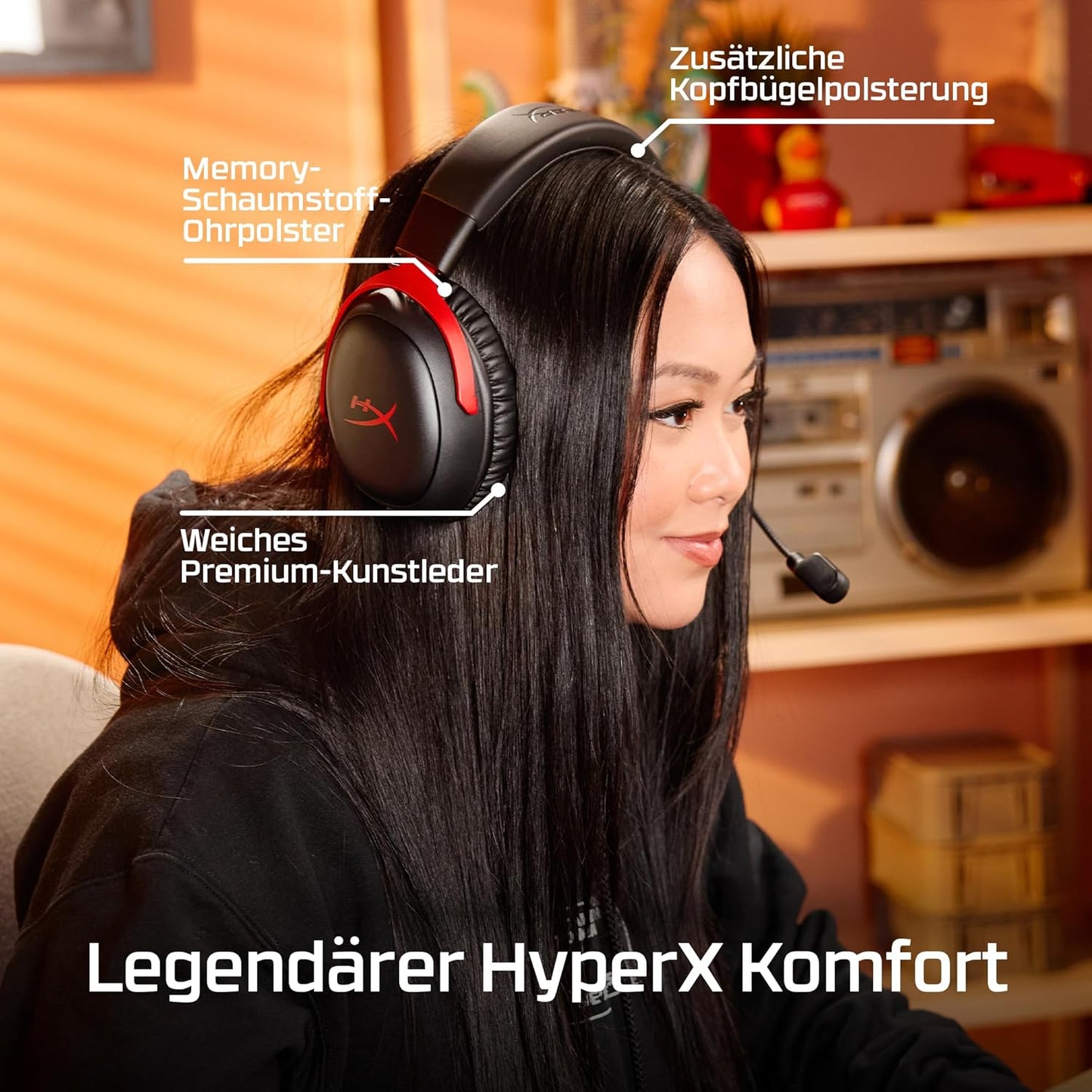 Kabelloses Gaming-Headset Cloud III S, Cloud III S 2025 Edition Schwarz/Rot