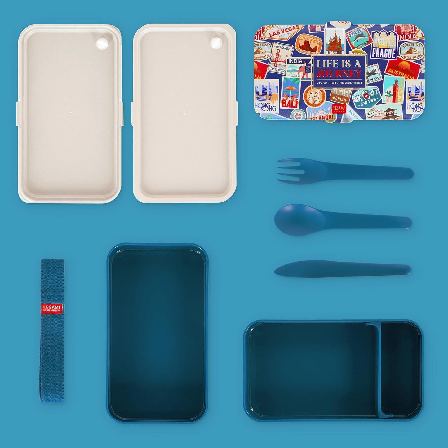 Lunchbox mit Besteck & Travel-Stickers, TRAVEL STICKERS