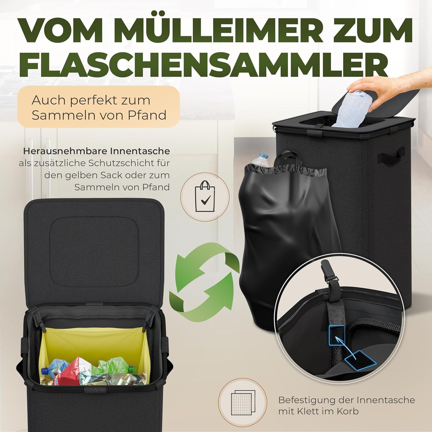 Müllsackständer, Schwarz Schwarz