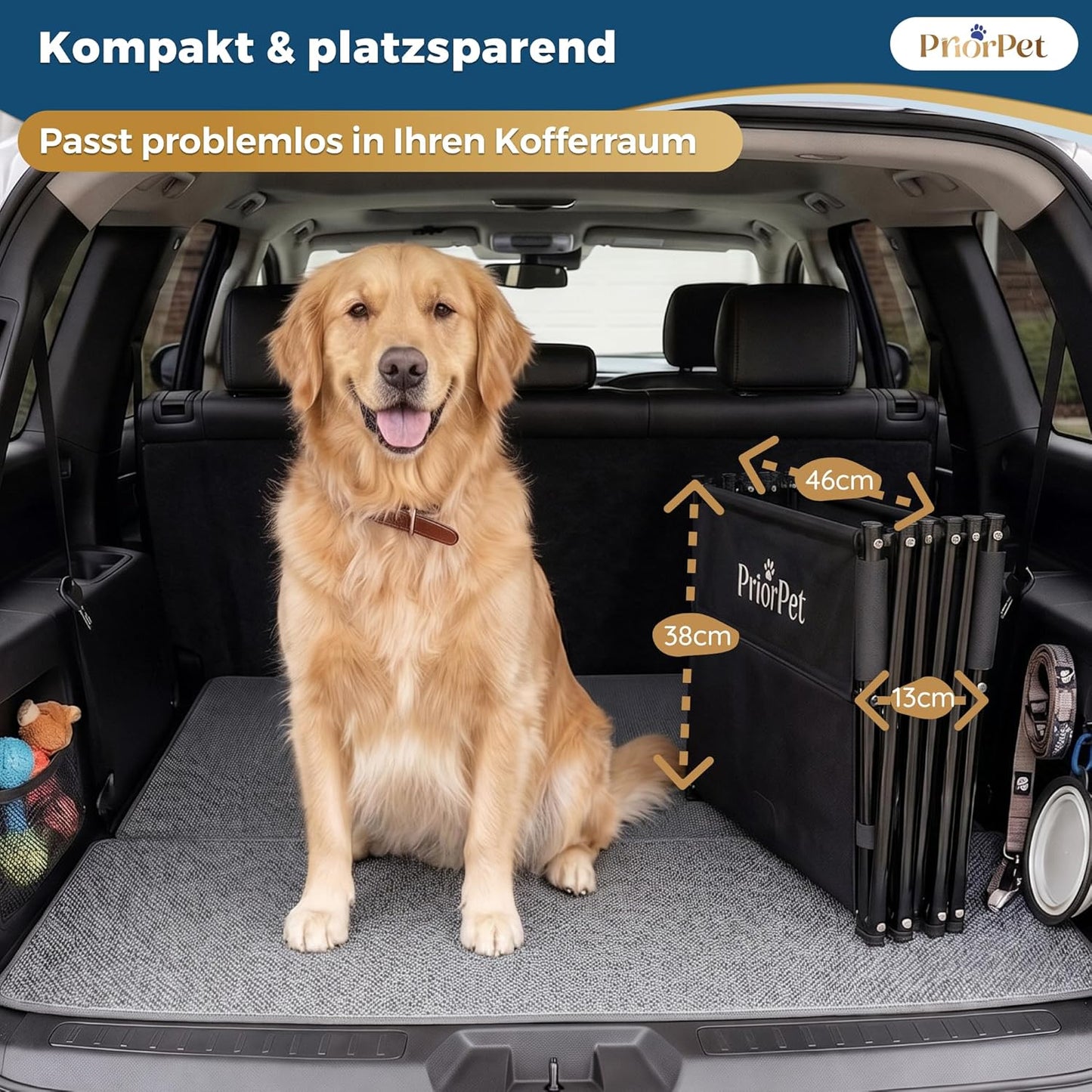 Klappbare Hundetreppe für Autos bis 65 kg, 4