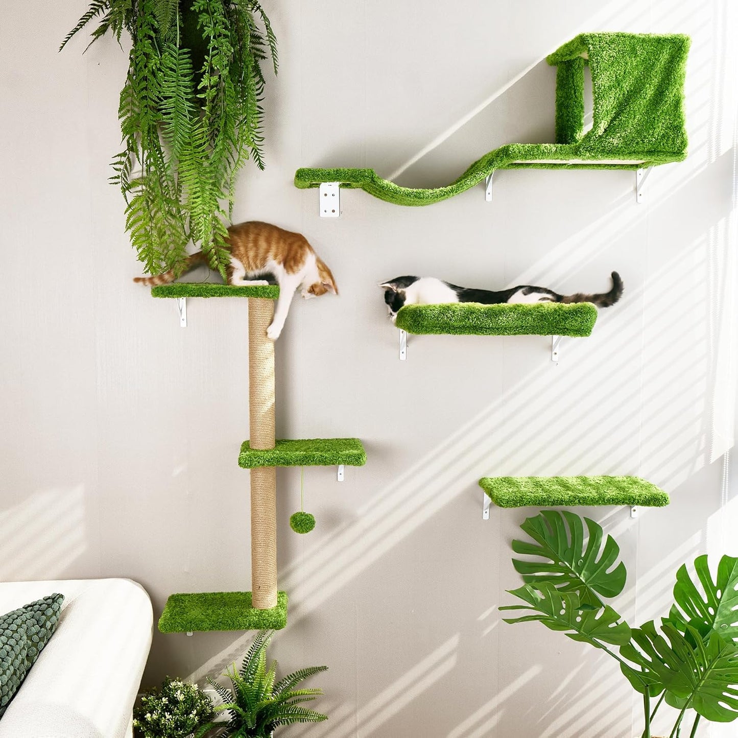 10-teiliges Kletterwand-Set mit Hängematte, grün
